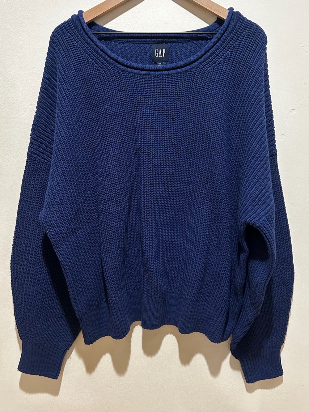 NWT Gap Navy Blue Chunky Rib Fisherman Knit Sweater - Women’s Size XXL